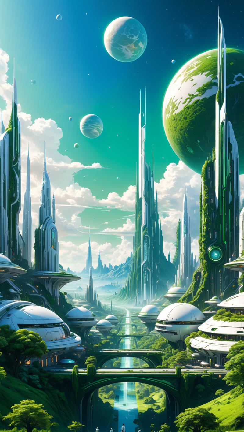 01635-3749104890-a detailed digital painting of a beautiful white sci-fi city, on a lush green landscape, intricate detail, two planets visible i.png